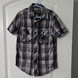 Machine Kids Dark Plaid Button Down Shirt
